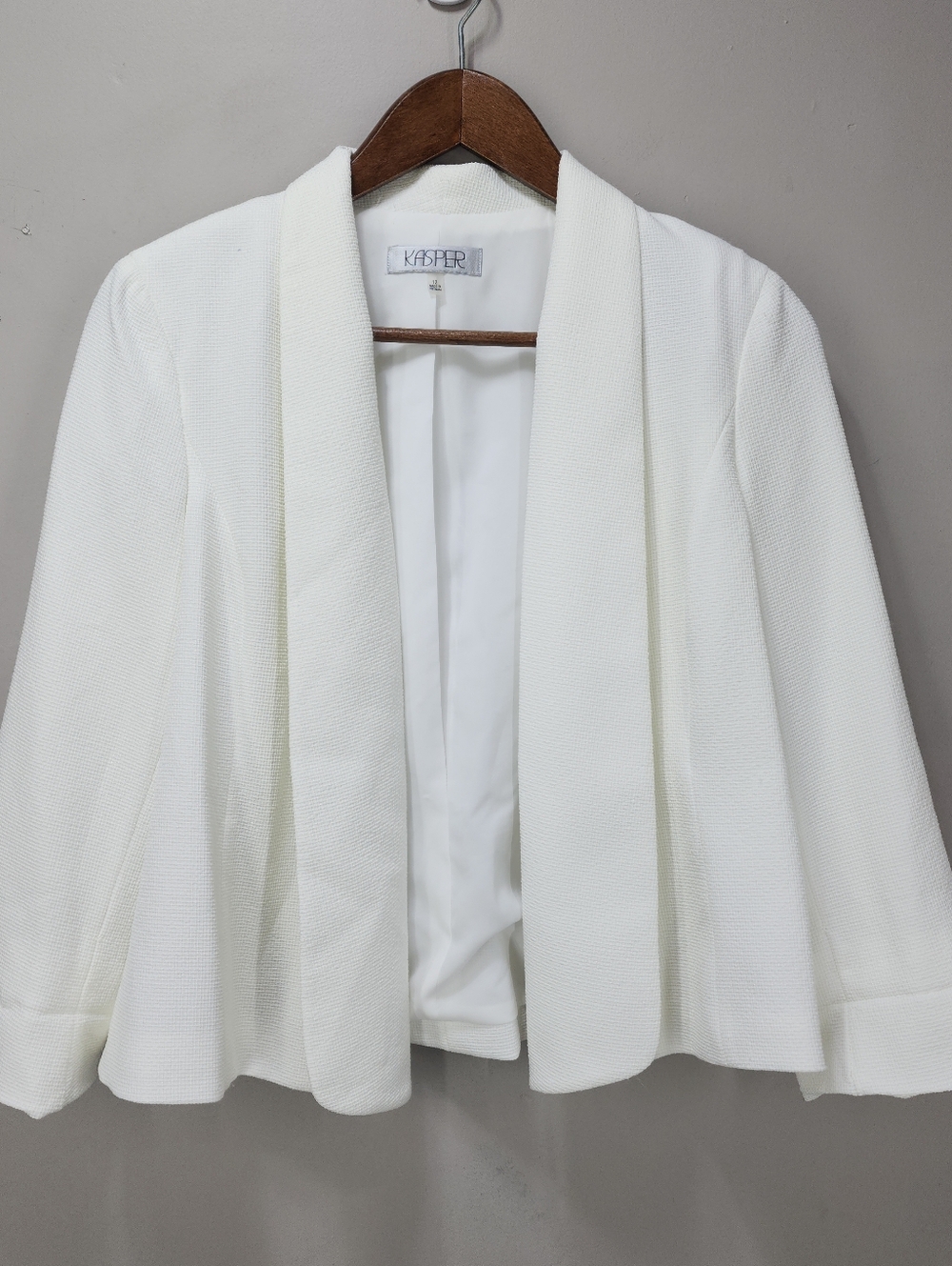 Kasper Textured Shawl Collar Open Front Jacket